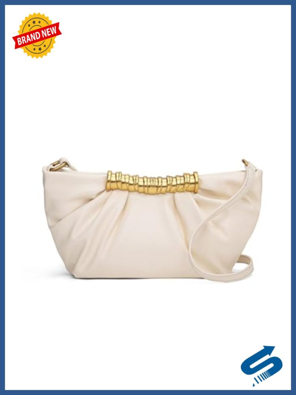 myfriday Ruched Clutch Vegan Leather Crossbody Adjustable Strap